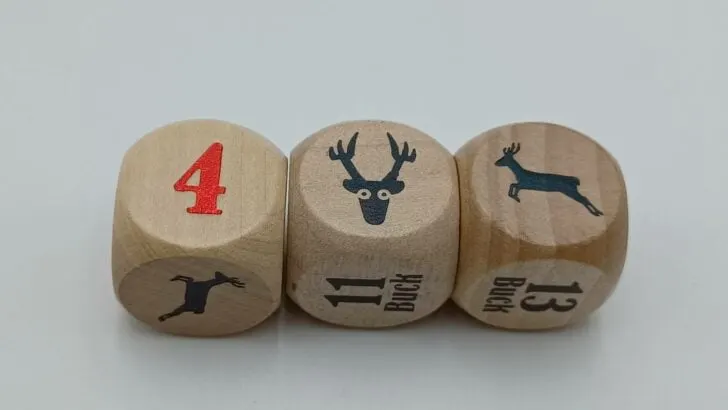 Rolling a number, deer head, and running deer