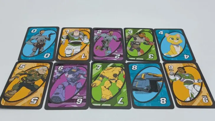 Number cards in UNO Disney Pixar Lightyear