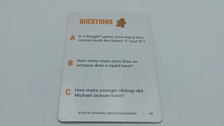 Question card